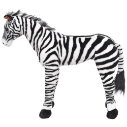 vidaXL Plüschtier Zebra Stehend Plüsch Schwarz und Weiß XXL