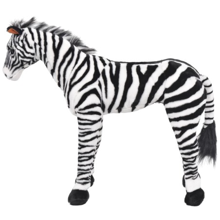 vidaXL Plüschtier Zebra Stehend Plüsch Schwarz und Weiß XXL