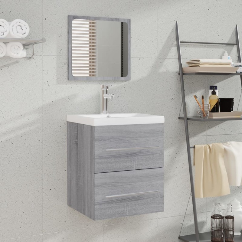 vidaXL Badschrank mit Spiegel Grau Sonoma 41x38,5x48 cm vidaXL Badschrank mit Spiegel Grau Sonoma 41x38,5x48 cm