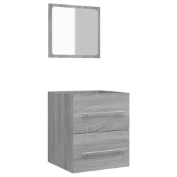 vidaXL Badschrank mit Spiegel Grau Sonoma 41x38,5x48 cm 