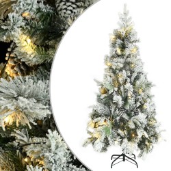 vidaXL Weihnachtsbaum mit LEDs & Zapfen Beschneit 225 cm PVC & PE