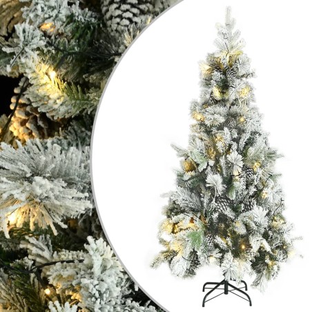 vidaXL Weihnachtsbaum mit LEDs & Zapfen Beschneit 225 cm PVC & PE