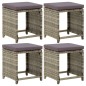 vidaXL Gartenhocker 4 Stk. mit Kissen Poly Rattan Grau vidaXL Gartenhocker 4 Stk. mit Kissen Poly Rattan Grau