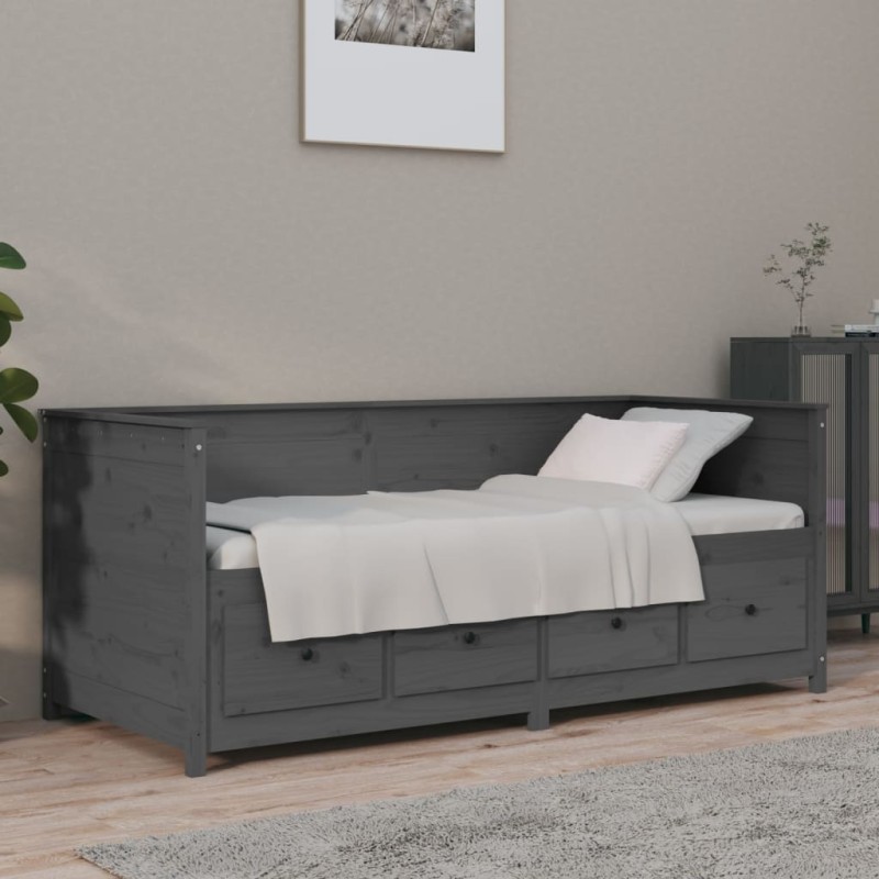 vidaXL Tagesbett Grau 90x190 cm Massivholz Kiefer vidaXL Tagesbett Grau 90x190 cm Massivholz Kiefer