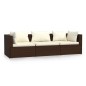 3-Sitzer-Sofa mit Kissen Braun Poly Rattan 3-Sitzer-Sofa mit Kissen Braun Poly Rattan