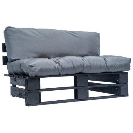 Garten-Palettensofa mit Kissen in Grau Kiefernholz