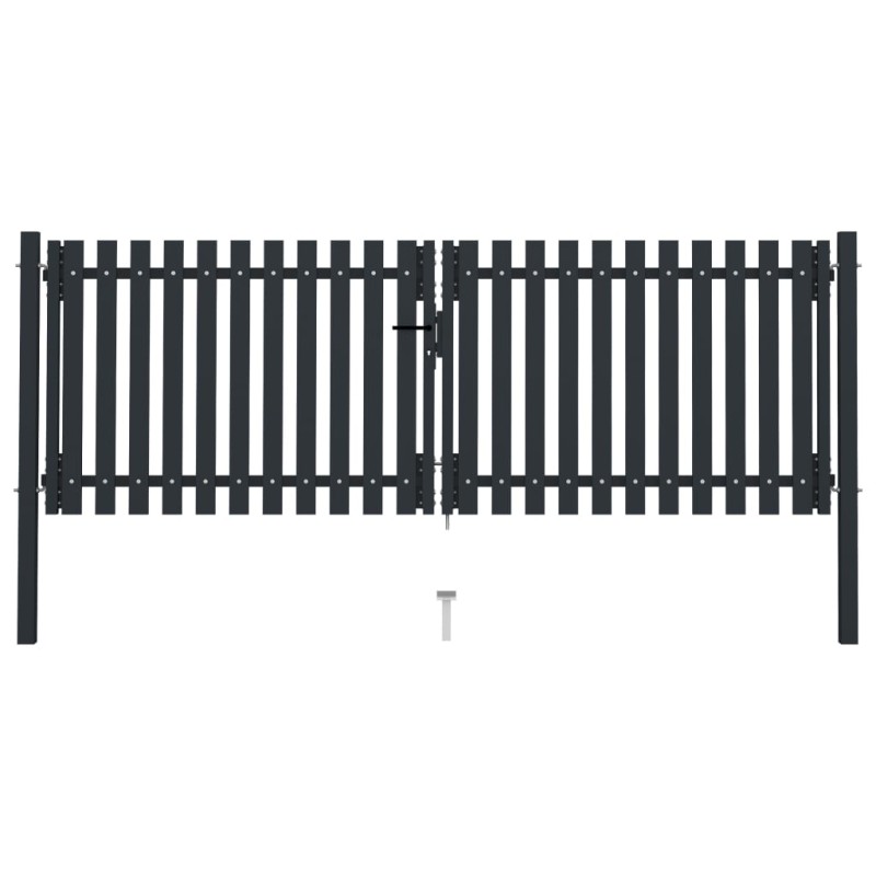 vidaXL Doppelflügel Zauntor Stahl 306x150 cm Anthrazit vidaXL Doppelflügel Zauntor Stahl 306x150 cm Anthrazit