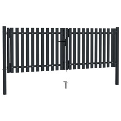 vidaXL Doppelflügel Zauntor Stahl 306x150 cm Anthrazit