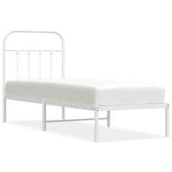 vidaXL Bettgestell mit Kopfteil Metall Weiß 75x190 cm