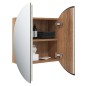 vidaXL Badezimmerschrank mit Rundem Spiegel & LED Eichen-Optik vidaXL Badezimmerschrank mit Rundem Spiegel & LED Eichen-Optik