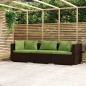 3-Sitzer-Sofa mit Kissen Braun Poly Rattan 3-Sitzer-Sofa mit Kissen Braun Poly Rattan