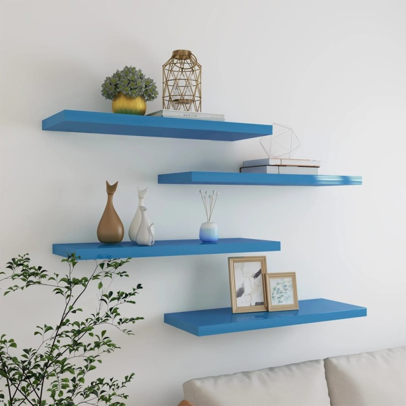 vidaXL Schweberegale 4 Stk. Blau 80x23,5x3,8 cm MDF vidaXL Schweberegale 4 Stk. Blau 80x23,5x3,8 cm MDF