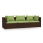 3-Sitzer-Sofa mit Kissen Braun Poly Rattan 3-Sitzer-Sofa mit Kissen Braun Poly Rattan