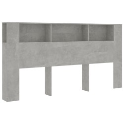 vidaXL Kopfteil mit Ablagen Betongrau 200x18,5x104,5 cm