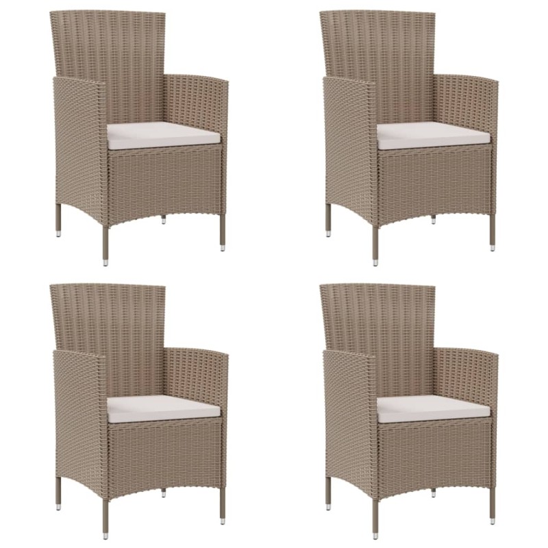 Gartenstühle mit Kissen 4 Stk. Poly Rattan Beige Gartenstühle mit Kissen 4 Stk. Poly Rattan Beige