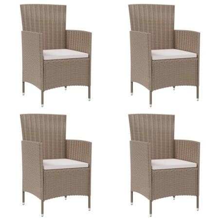 Gartenstühle mit Kissen 4 Stk. Poly Rattan Beige