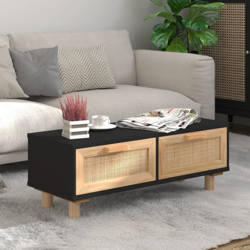 vidaXL Couchtisch Schwarz 80x40x30 cm Holzwerkstoff Massivholz Kiefer vidaXL Couchtisch Schwarz 80x40x30 cm Holzwerkstoff Massivholz Kiefer