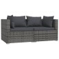 3-tlg. Garten-Lounge-Set mit Kissen Grau Poly Rattan 3-tlg. Garten-Lounge-Set mit Kissen Grau Poly Rattan