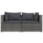 3-tlg. Garten-Lounge-Set mit Kissen Grau Poly Rattan 3-tlg. Garten-Lounge-Set mit Kissen Grau Poly Rattan
