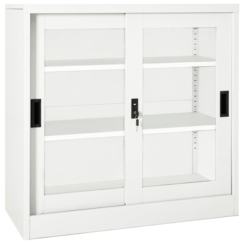 vidaXL Schrank mit Schiebetür Weiß 90x40x90 cm Stahl vidaXL Schrank mit Schiebetür Weiß 90x40x90 cm Stahl