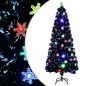 vidaXL Weihnachtsbaum mit LED-Schneeflocken Schwarz 210 cm Fiberoptik vidaXL Weihnachtsbaum mit LED-Schneeflocken Schwarz 210 cm Fiberoptik