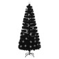 vidaXL Weihnachtsbaum mit LED-Schneeflocken Schwarz 210 cm Fiberoptik vidaXL Weihnachtsbaum mit LED-Schneeflocken Schwarz 210 cm Fiberoptik
