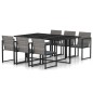 vidaXL 7-tlg. Garten-Essgruppe mit Kissen Poly Rattan Grau vidaXL 7-tlg. Garten-Essgruppe mit Kissen Poly Rattan Grau