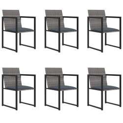 vidaXL 7-tlg. Garten-Essgruppe mit Kissen Poly Rattan Grau