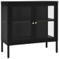 vidaXL Sideboard Schwarz 70x35x70 cm Stahl und Glas vidaXL Sideboard Schwarz 70x35x70 cm Stahl und Glas