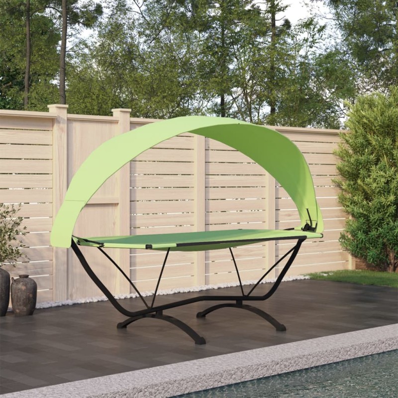 Outdoor-Loungebett mit Dach Grün Stahl und Oxford-Stoff Outdoor-Loungebett mit Dach Grün Stahl und Oxford-Stoff