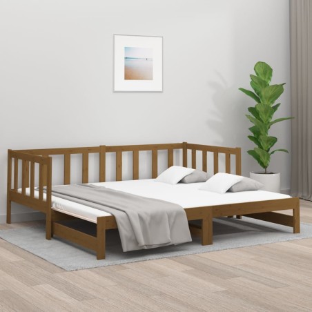 vidaXL Tagesbett Ausziehbar Honigbraun 2x(80x200) cm Massivholz Kiefer