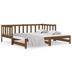 vidaXL Tagesbett Ausziehbar Honigbraun 2x(80x200) cm Massivholz Kiefer