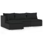 4-tlg. Garten-Lounge-Set mit Auflagen Schwarz Poly Rattan 4-tlg. Garten-Lounge-Set mit Auflagen Schwarz Poly Rattan