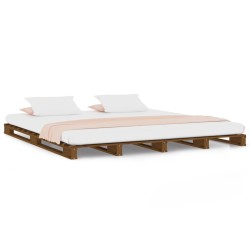 vidaXL Palettenbett Honigbraun 150x200 cm Massivholz