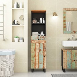 vidaXL Badschrank 38x33x160 cm Altholz Massivholz