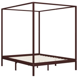 vidaXL Himmelbett-Gestell Dunkelbraun Massivholz Kiefer 160 x 200 cm