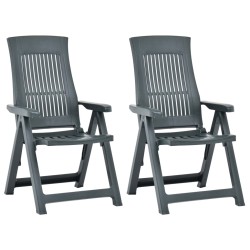 vidaXL Verstellbare Gartenstühle 2 Stk. Kunststoff Grün