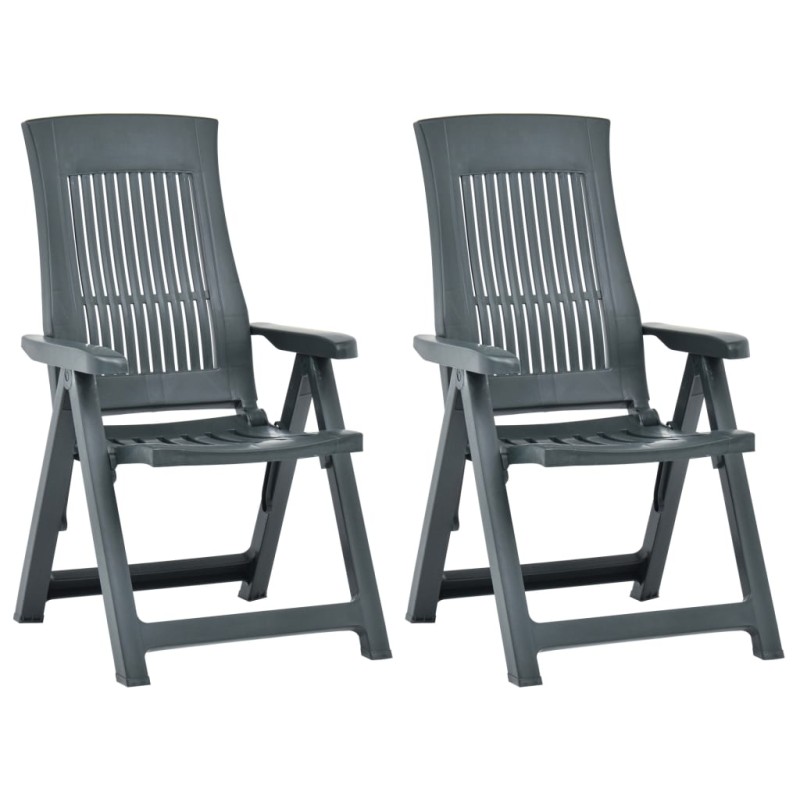 vidaXL Verstellbare Gartenstühle 2 Stk. Kunststoff Grün vidaXL Verstellbare Gartenstühle 2 Stk. Kunststoff Grün