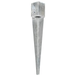 vidaXL Erdspieße 2 Stk. Silbern 10×10×76 cm Verzinkter Stahl