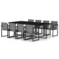 9-tlg. Garten-Essgruppe mit Kissen Poly Rattan Grau 9-tlg. Garten-Essgruppe mit Kissen Poly Rattan Grau