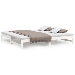 vidaXL Tagesbett Ausziehbar Weiß 2x(100x200) cm Massivholz Kiefer