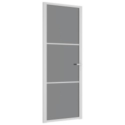 vidaXL Innentür 76x201,5 cm Weiß ESG-Glas und Aluminium