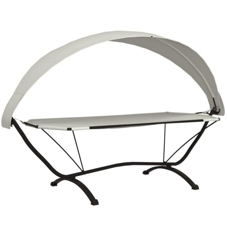 vidaXL Outdoor-Loungebett mit Dach Creme Stahl und Oxford-Stoff
