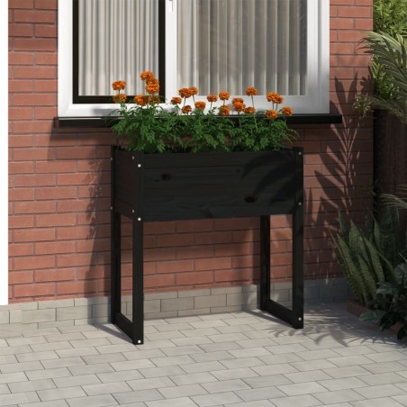 vidaXL Pflanzkübel Schwarz 78x40x81 cm Massivholz Kiefer
