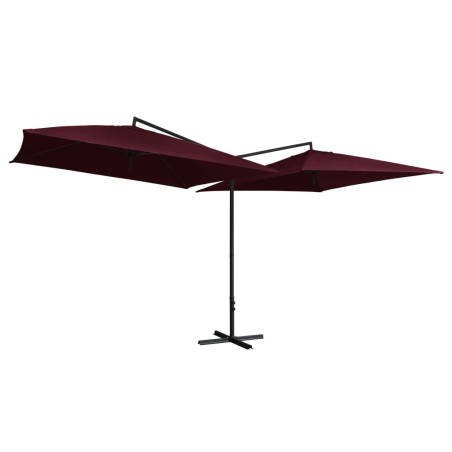 vidaXL Doppelsonnenschirm mit Stahlmast 250 x 250 cm Bordeauxrot 