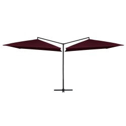 vidaXL Doppelsonnenschirm mit Stahlmast 250 x 250 cm Bordeauxrot 