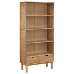 vidaXL Bücherregal OTTA mit 2 Schubladen Braun Massivholz Kiefer