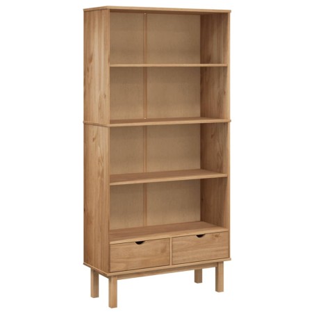 vidaXL Bücherregal OTTA mit 2 Schubladen Braun Massivholz Kiefer