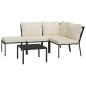 vidaXL 5-tlg. Garten-Lounge-Set mit Sandfarbigen Kissen Stahl vidaXL 5-tlg. Garten-Lounge-Set mit Sandfarbigen Kissen Stahl