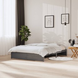 vidaXL Massivholzbett Grau 150x200 cm